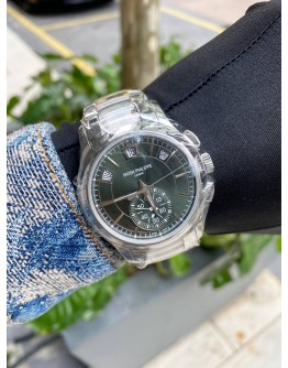(BRAND NEW FULL STICKER) 2023 PATEK PHILIPPE ANNUAL CALENDAR FLYBACK CHRONOGRAPH REF. 5905/1A-001 GREEN DIAL 42MM AUTOMATIC WATCH