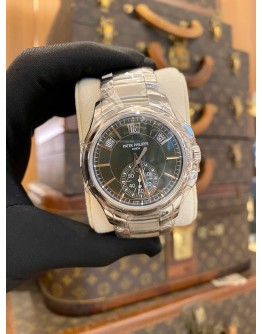 (BRAND NEW FULL STICKER) 2023 PATEK PHILIPPE ANNUAL CALENDAR FLYBACK CHRONOGRAPH REF. 5905/1A-001 GREEN DIAL 42MM AUTOMATIC WATCH