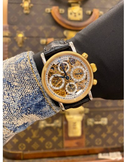(LIKE NEW) 2010 CHRONOSWISS OPUS CHRONOGRAPH REF. CH7521 18K 750 YELLOW GOLD SKELETON DIAL 38MM AUTOMATIC WATCH