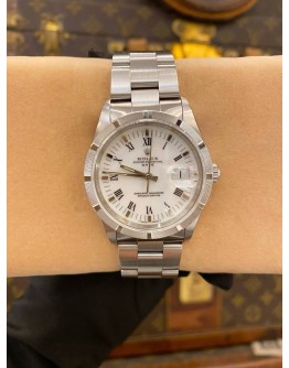 (LIKE NEW) ROLEX OYSTER PERPETUAL DATE REF. 15210 WHITE ROMAN DIAL 34MM AUTOMATIC WATCH