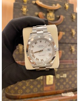 (LIKE NEW) 2024 ROLEX DATEJUST 41 REF 126300 WHITE ROMAN NUMERALS DIAL 41MM AUTOMATIC WATCH -FULL SET-