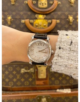 (LIKE NEW) 2012 CHOPARD HAPPY SPORT 7 FLOATING DIAMONDS REF. 8559 SILVER SUNBURST DIAL 36MM AUTOMATIC WATCH