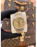 (PRE-OWNED) ROLEX DATEJUST 36 HALF 18K 750 YELLOW GOLD REF. 16233 CHAMPAGNE GOLD DIAL 36MM AUTOMATIC WATCH