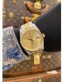 (PRE-OWNED) ROLEX DATEJUST 36 HALF 18K 750 YELLOW GOLD REF. 16233 CHAMPAGNE GOLD DIAL 36MM AUTOMATIC WATCH