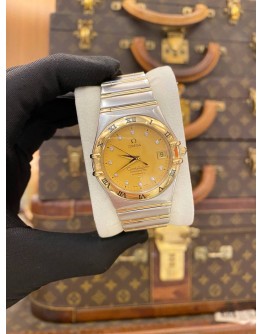 (LIKE NEW) 2009 OMEGA CONSTELLATION TWO TONE 18K 750 YELLOW GOLD REF. 1202.15.00 GOLD DIAMOND DIAL 35.5MM AUTOMATIC WATCH