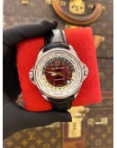 (LIKE NEW) 2010 JEANRICHARD WORLDSCOPE GMT REF. 55122 RED WINE SUNBURST DIAL 40MM AUTOMATIC WATCH