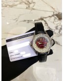 (LIKE NEW) 2010 JEANRICHARD WORLDSCOPE GMT REF. 55122 RED WINE SUNBURST DIAL 40MM AUTOMATIC WATCH
