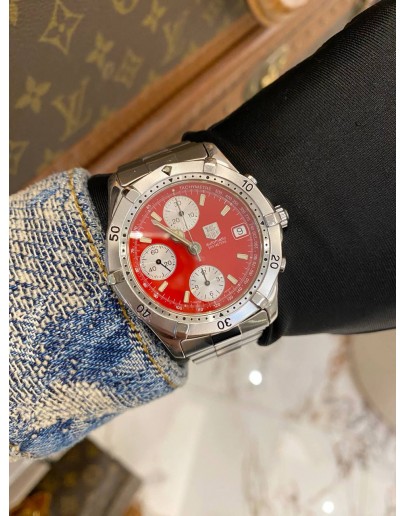 (LIKE NEW) 2005 TAG HEUER 2000 SERIES CHRONOGRAPH REF. CK2112 RED DIAL 38MM AUTOMATIC FULL SET