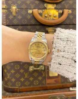 ROLEX DATEJUST 31 HALF 18K 750 YELLOW GOLD JUBILEE REF 68273 GOLD CHAMPAGNE DIAL 31MM AUTOMATIC WATCH