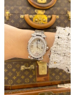 CHOPARD HAPPY SPORT 7 FLOATING DIAMONDS REF 27/8546 MOTHER OF PEARL DIAL 30MM QUARTZ WATCH 