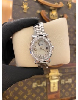 CHOPARD HAPPY SPORT 7 FLOATING DIAMONDS REF 27/8546 MOTHER OF PEARL DIAL 30MM QUARTZ WATCH 