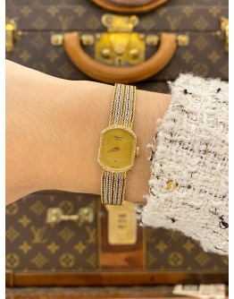 CHOPARD VINTAGE 18K 750 YELLOW GOLD WITH WHITE GOLD REF 5146 GOLD DIAL 15MM X 20MM QUARTZ WATCH