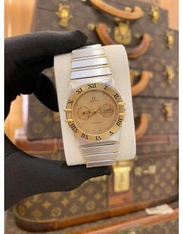 OMEGA CONSTELLATION DAY DATE 18K 750 YELLOW GOLD REF 396.1070 GOLD DIAL 33MM QUARTZ WATCH