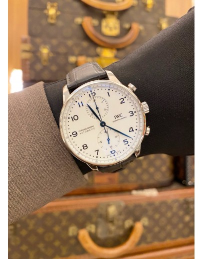 2019 IWC PORTUGIESER CHRONOGRAPH REF IW371602 WHITE DIAL 41MM AUTOMATIC WATCH -FULL SET-