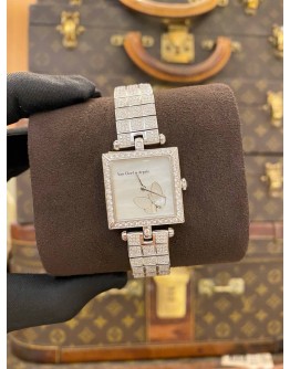 (LIKE NEW) VCA VAN CLEEF & ARPELS PAPILLON LADY 18K 750 WHITE GOLD FACTORY DIAMONDS REF HH22925 MOTHER OF PEARL DIAL 25MM X 25MM QUARTZ WATCH