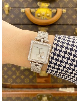 (LIKE NEW) VCA VAN CLEEF & ARPELS PAPILLON LADY 18K 750 WHITE GOLD FACTORY DIAMONDS REF HH22925 MOTHER OF PEARL DIAL 25MM X 25MM QUARTZ WATCH