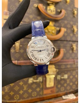 (LIKE NEW) 2023 CARTIER BALLON BLEU DE CARTIER REF WSBB0028 WHITE ROMAN NUMERALS DIAL 36MM AUTOMATIC WATCH 