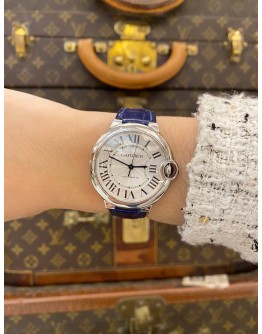 (LIKE NEW) 2023 CARTIER BALLON BLEU DE CARTIER REF WSBB0028 WHITE ROMAN NUMERALS DIAL 36MM AUTOMATIC WATCH 