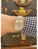 (LIKE NEW) 2022 OMEGA CONSTELLATION LADY TWO TONE 18K 750 YELLOW GOLD REF 123.20.27.60.02.004 SILVER DIAL 27MM QUARTZ WATCH -FULL SET-