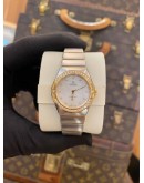 (LIKE NEW) 2022 OMEGA CONSTELLATION LADY TWO TONE 18K 750 YELLOW GOLD DIAMOND REF 131.25.28.60.55.002 MOTHER OF PEARL DIAMOND DIAL 28MM QUARTZ -FULL SET-