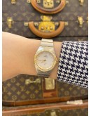 (LIKE NEW) 2022 OMEGA CONSTELLATION LADY TWO TONE 18K 750 YELLOW GOLD DIAMOND REF 131.25.28.60.55.002 MOTHER OF PEARL DIAMOND DIAL 28MM QUARTZ -FULL SET-