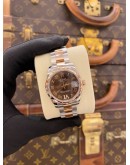 (LIKE NEW) 2016 ROLEX DATEJUST 31 HALF 18K 750 ROSE GOLD DIAMOND BEZEL REF 178341 CHOCOLATE DIAL 31MM AUTOMATIC WATCH -FULL SET-