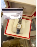 OMEGA CONSTELLATION LADY TWO TONE 18K 750 YELLOW GOLD REF 795.1243 MOTHER OF PEARL DIAL 22.5MM QUARTZ WATCH