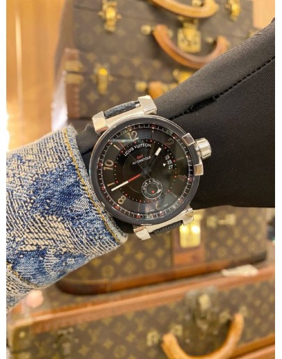 2014 LV LOUIS VUITTON TAMBOUR EVOLUTION GMT REF Q11561 BLACK DIAL 41MM AUTOMATIC WATCH -FULL SET-