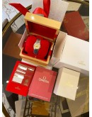 (LIKE NEW) 2016 OMEGA CONSTELLATION LADY 18K 750 YELLOW REF 123.20.24.60.57.002 MOTHER OF PEARL DIAMOND DIAL 24MM QUARTZ WATCH -FULL SET-