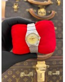 (LIKE NEW) 2016 OMEGA CONSTELLATION LADY 18K 750 YELLOW REF 123.20.24.60.57.002 MOTHER OF PEARL DIAMOND DIAL 24MM QUARTZ WATCH -FULL SET-