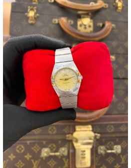 (LIKE NEW) 2016 OMEGA CONSTELLATION LADY 18K 750 YELLOW REF 123.20.24.60.57.002 MOTHER OF PEARL DIAMOND DIAL 24MM QUARTZ WATCH -FULL SET-