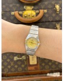 (LIKE NEW) 2016 OMEGA CONSTELLATION LADY 18K 750 YELLOW REF 123.20.24.60.57.002 MOTHER OF PEARL DIAMOND DIAL 24MM QUARTZ WATCH -FULL SET-