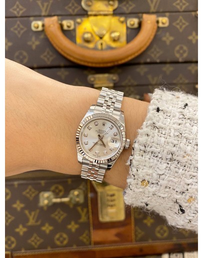 (UNUSED) 2013 ROLEX LADY DATEJUST DIAMOND JUBILEE REF 179174 SILVER DIAL 26MM AUTOMATIC WATCH -FULL SET-