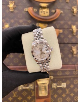 (UNUSED) 2013 ROLEX LADY DATEJUST DIAMOND JUBILEE REF 179174 SILVER DIAL 26MM AUTOMATIC WATCH -FULL SET-
