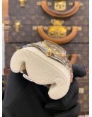 ROLEX DATEJUST 36 HALF 18K 750 YELLOW GOLD JUBILEE REF 16013 GOLD CHAMPAGNE LINEN DIAL 36MM AUTOMATIC WATCH
