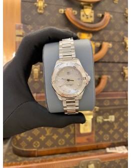 (LIKE NEW) 2016 TAG HEUER AQUARACER WAY1313 MOTHER OF PEARL DIAMOND DIAL 32MM QUARTZ WATCH