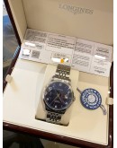 (LIKE NEW) 2024 LONGINES RECORD UNISEX REF L2.820.4.96.6 BLUE DIAL 38.5MM AUTOMATIC WATCH -FULL SET-