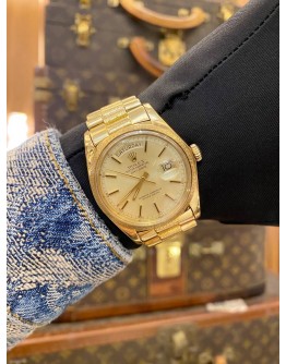 (LIKE NEW) ROLEX DAY-DATE MORELLIS FINISH 18K 750 YELLOW GOLD 1811 GOLD DIAL 36MM AUTOMATIC WATCH