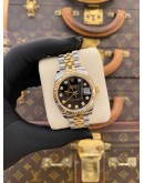 (LIKE NEW) 2017 ROLEX DATEJUST 31 18K 750 YELLOW GOLD JUBILEE REF 178273 BLACK DIAMOND DIAL 31MM AUTOMATIC WATCH -FULL SET-