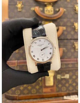 (LIKE NEW) PATEK PHILIPPE CALATRAVA 18K 750 WHITE GOLD REF 3919G WHITE ROMAN NUMERALS DIAL 33MM AUTOMATIC WATCH