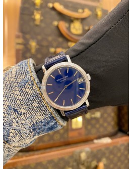 (LIKE NEW) 2007 PATEK PHILIPPE CALATRAVA 18K 750 WHITE GOLD REF 3602 BLUE DIAL 33MM AUTOMATIC WATCH