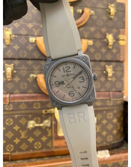 (LIKE NEW) 2021 BELL & ROSS BLACK CERAMIC COMMANDO CE REF BR0392 DESERT GRAY DIAL 42MM AUTOMATIC WATCH