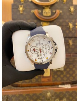 (LIKE NEW) 2017 CORUM ADMIRAL’S CUP CHALLENGER CHRONOGRAPH LIMITED EDITION 01.0007 WHITE DIAL 42MM AUTOMATIC WATCH