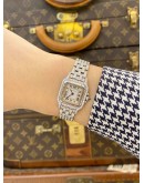 (LIKE NEW) 2010 CARTIER PANTHÈRE LADIES WATCH AFTER DIAMONDS 1320 WHITE ROMAN DIAL 22MM QUARTZ WATCH