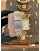 (LIKE NEW) 2010 JAEGER-LECOULTRE REVERSO CLASSIQUE HALF 18K 750 YELLOW GOLD 250.5.08 SILVER DIAL 23MM × 38MM QUARTZ WATCH