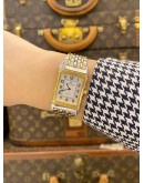 (LIKE NEW) 2010 JAEGER-LECOULTRE REVERSO CLASSIQUE HALF 18K 750 YELLOW GOLD 250.5.08 SILVER DIAL 23MM × 38MM QUARTZ WATCH