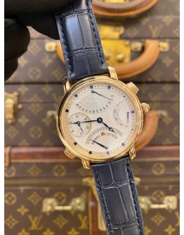 (LIKE NEW) 2019 MAURICE LACROIX MASTERPIECE CHRONOGRAPH 18K 750 YELLOW GOLD REF MP7018 WHITE DIAL 43MM AUTOMATIC WATCH