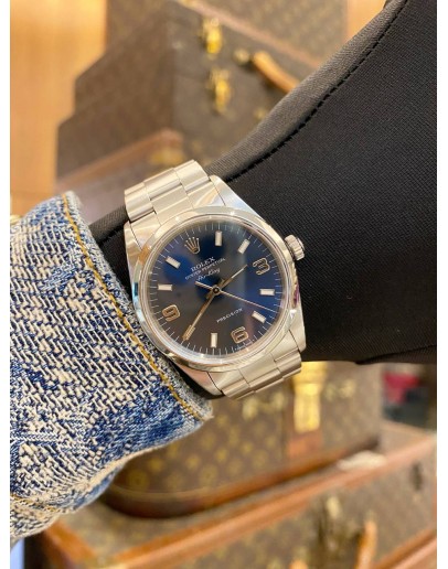 (LIKE NEW) 2005 ROLEX AIR-KING REF. 14000 BLUE 3-6-9 ARABIC NUMERAL DIAL 34MM AUTOMATIC WATCH