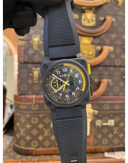 (LIKE NEW) 2017 BELL & ROSS BR 03 SPORTS LIMITED EDITION 500 PCS WORLDWIDE REF. BR03-94-RS17 CARBON FIBER DIAL 42MM AUTOMATIC CHRONOGRAPH WATCH