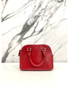 AGNES. B DOME CROSSBODY BAG IN RED CALFSKIN LEATHER